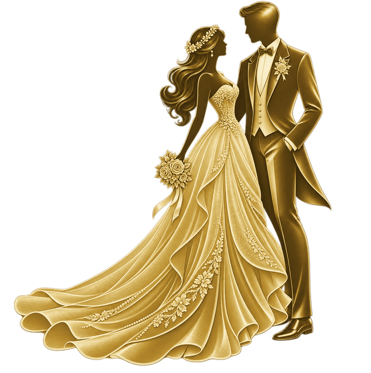 Athulya and Isuru, drawn in gold